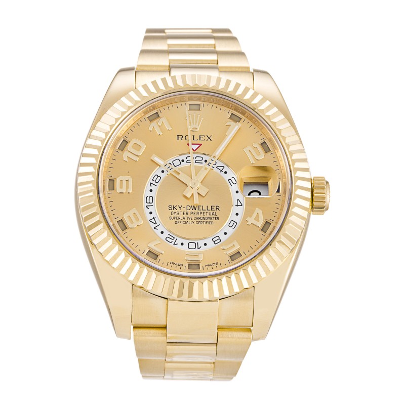 Best AAA Champagne Arabic Dial Replica Rolex Sky-Dweller 326938-42 MM