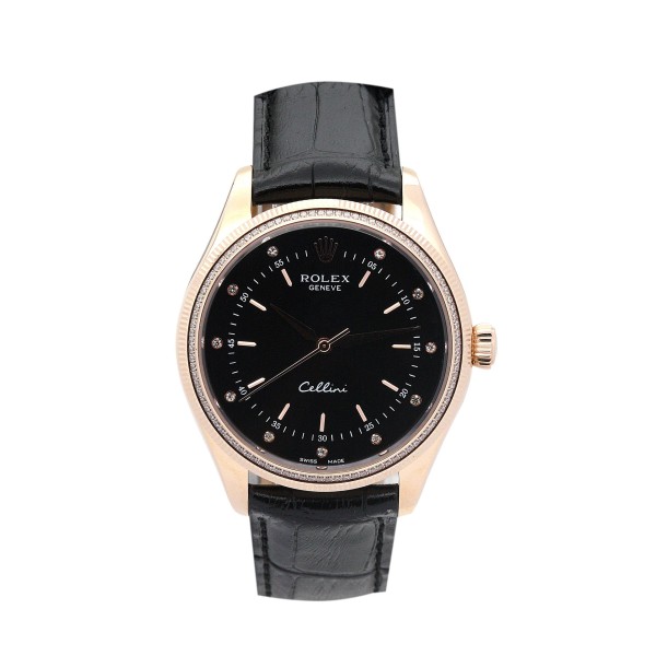 Best AAA Black Dial Replica Rolex Cellini 4233/8-25 MM