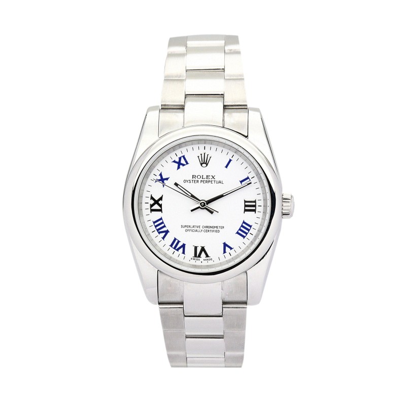 UK Best Blue Roman Numeral and white Dial Replica Rolex Lady Oyster Perpetual 177200-31 MM