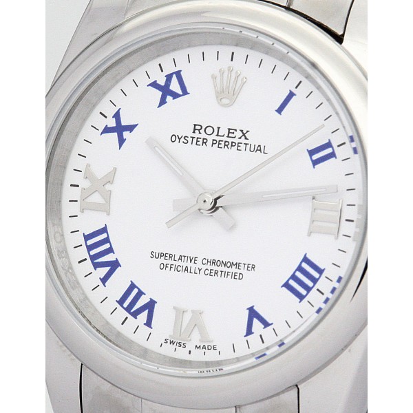 UK Best Blue Roman Numeral and white Dial Replica Rolex Lady Oyster Perpetual 177200-31 MM