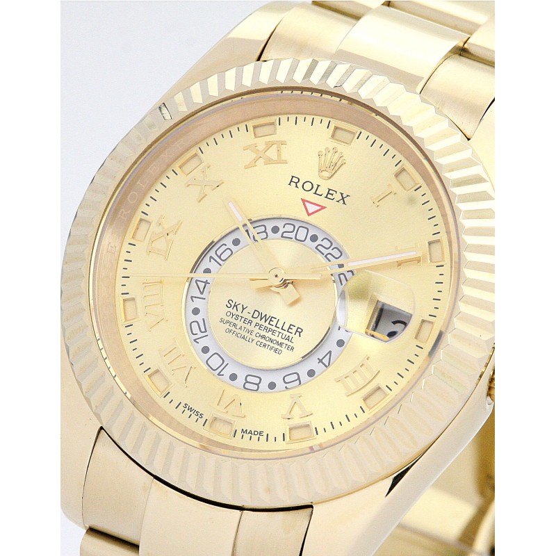 UK Best Champagne Arabic Dial Replica Rolex Sky-Dweller 326938-42 MM