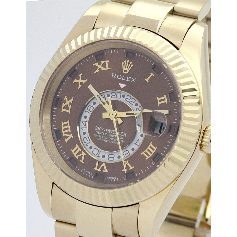 Best AAA Brown Dial Replica Rolex Sky-Dweller 326938-42 MM