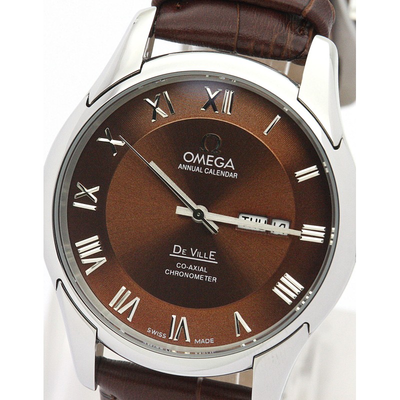 UK Best Brown Baton Dial Replica Omega De Ville Hour Vision-41 MM