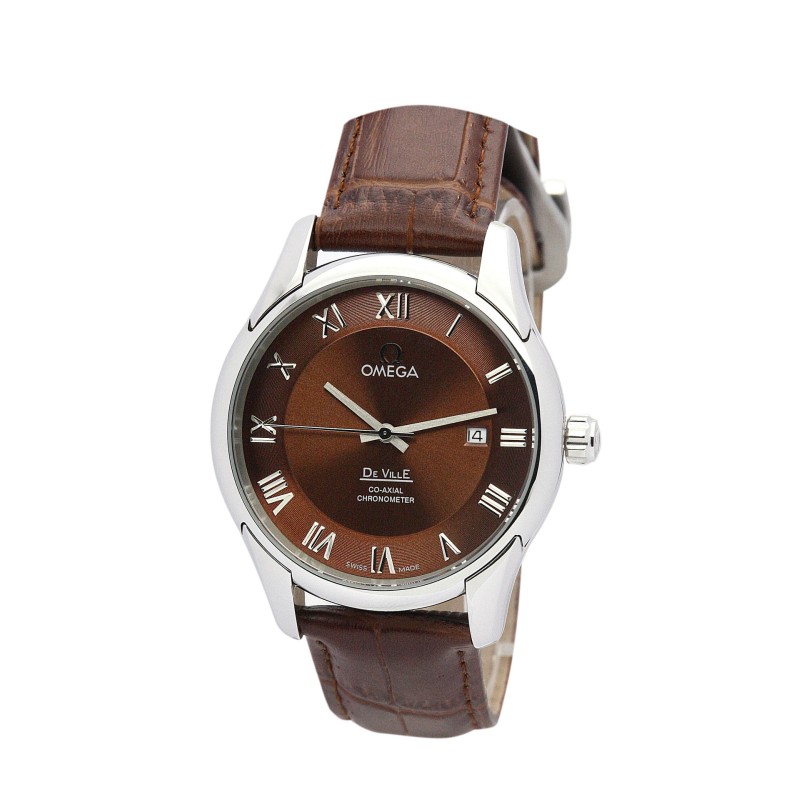 UK Best Brown Baton DIal Replica Omega De Ville Hour Vision-41 MM