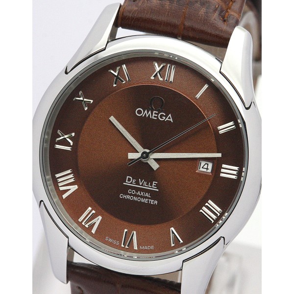 UK Best Brown Baton DIal Replica Omega De Ville Hour Vision-41 MM