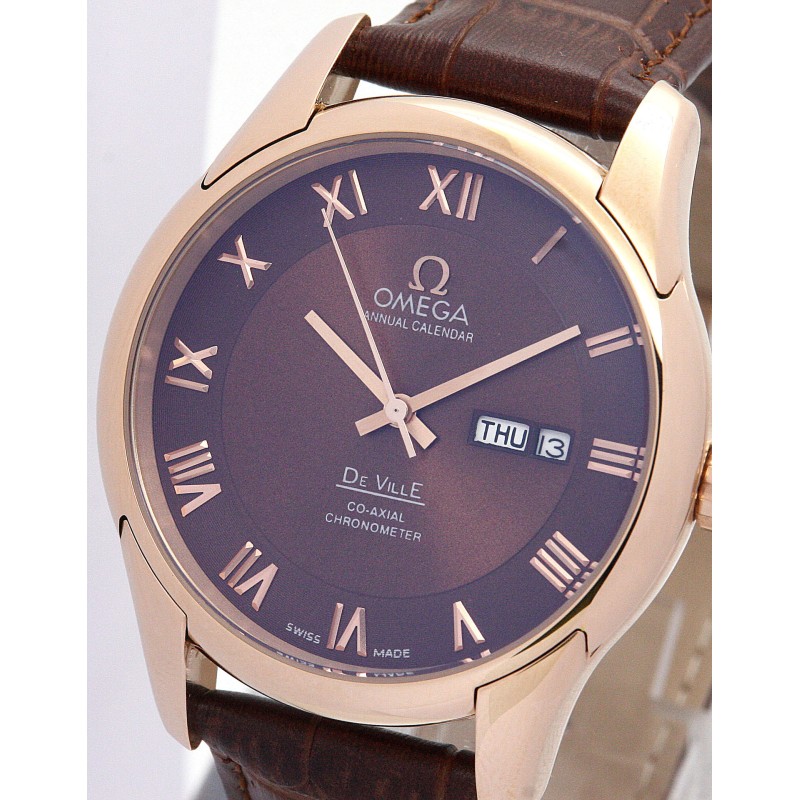 UK Best Brown Baton Dial Replica Omega De Ville Hour Vision-41 MM