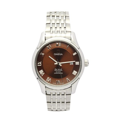 Best AAA Brown Baton Dial Replica Omega De Ville Hour Vision-41 MM